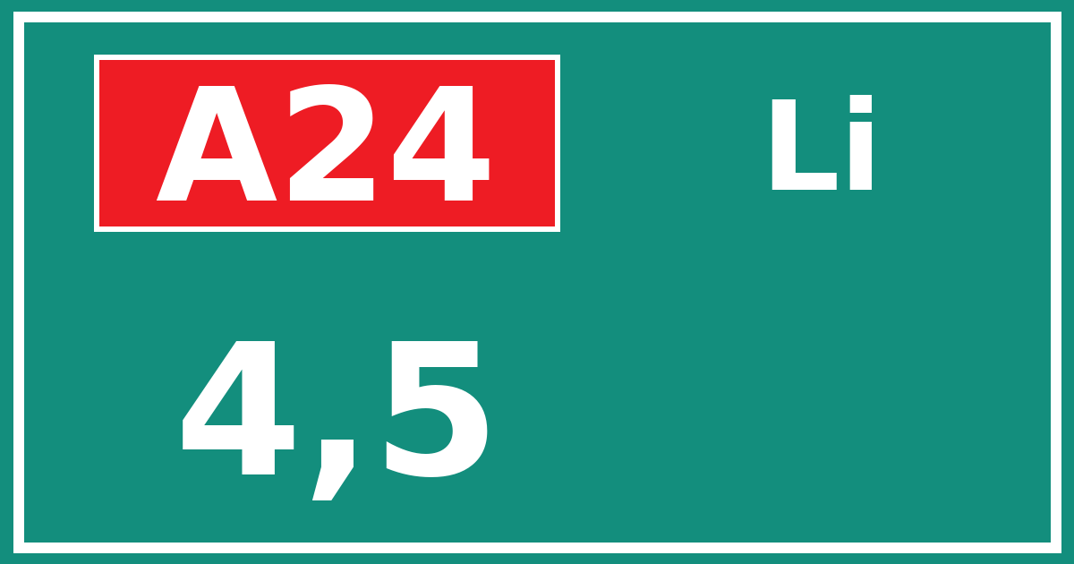 Hectometerbord A24 4,5 zijde Li
