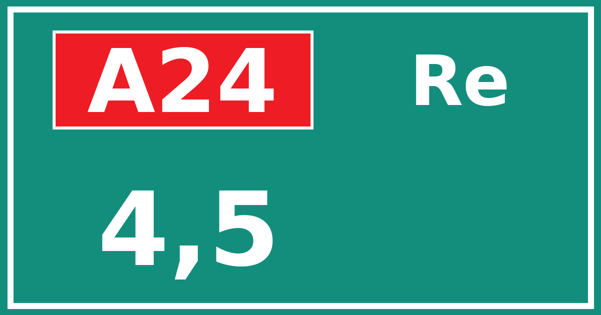 Hectometerbord A24 4,5 zijde Re