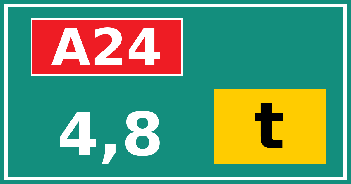 Hectometerbord A24 4,8 letter t