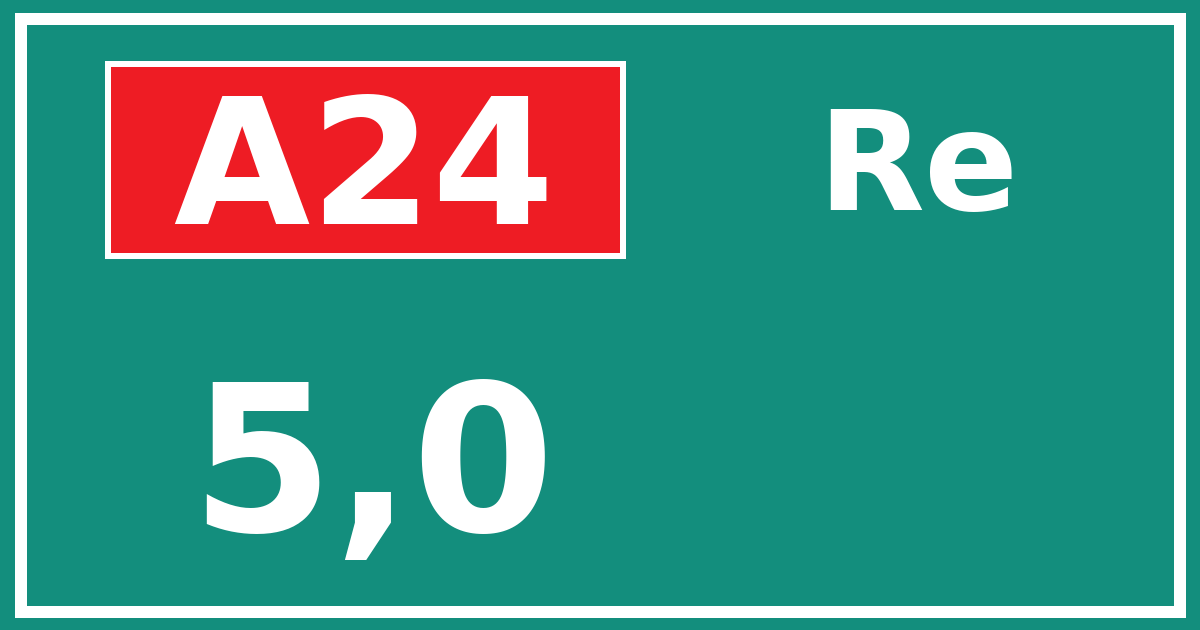 Hectometerbord A24 5,0 zijde Re