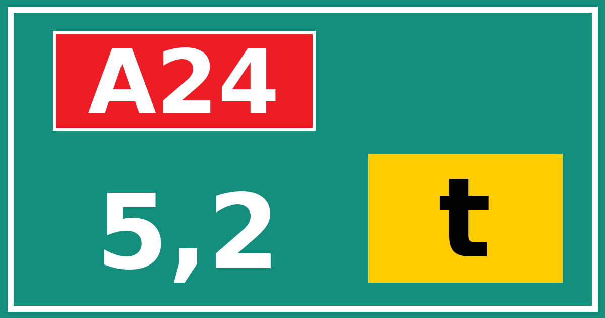 Hectometerbord A24 5,2 letter t