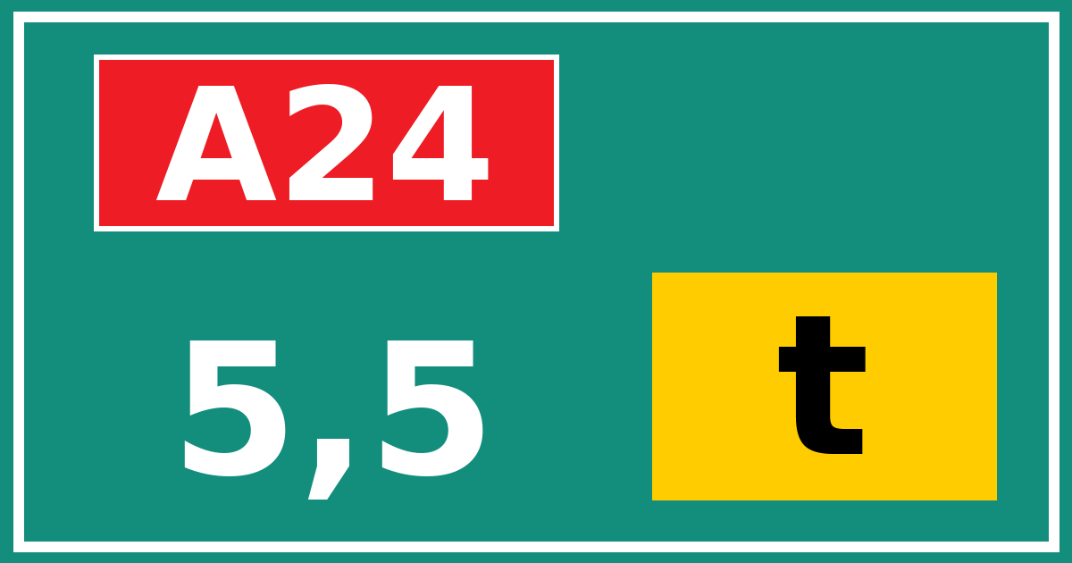 Hectometerbord A24 5,5 letter t