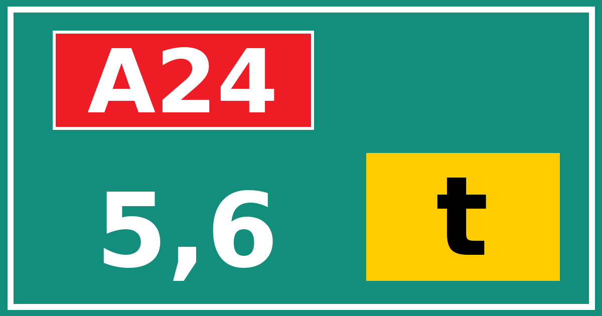 Hectometerbord A24 5,6 letter t