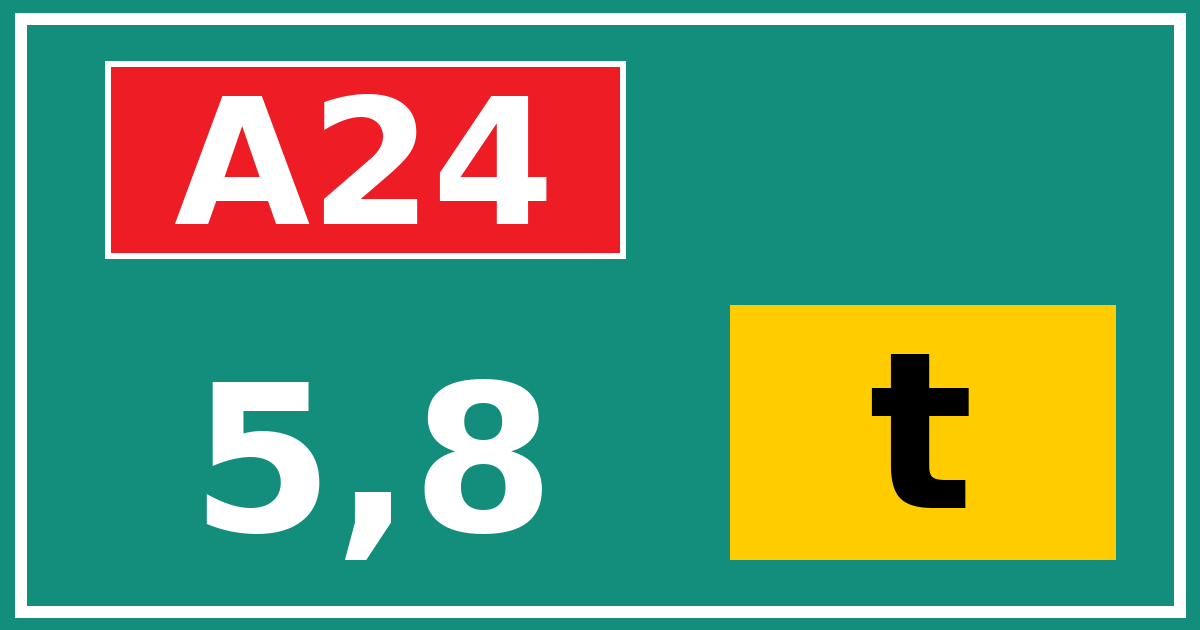 Hectometerbord A24 5,8 letter t