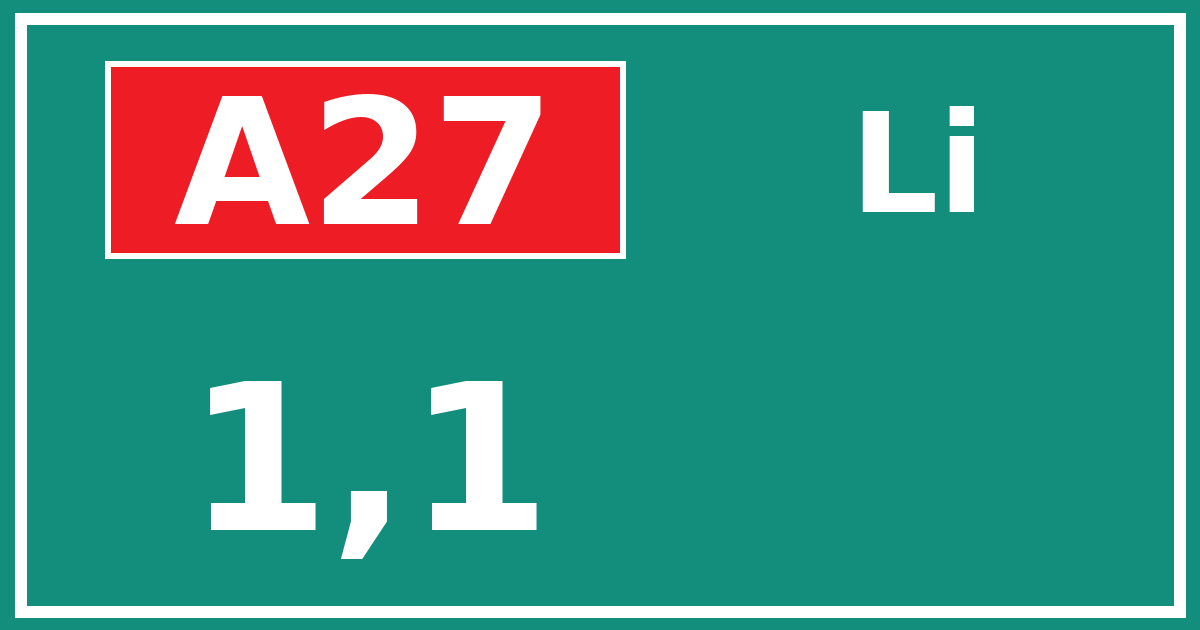 Hectometerbord A27 1,1 zijde Li