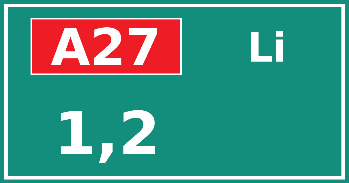 Hectometerbord A27 1,2 zijde Li