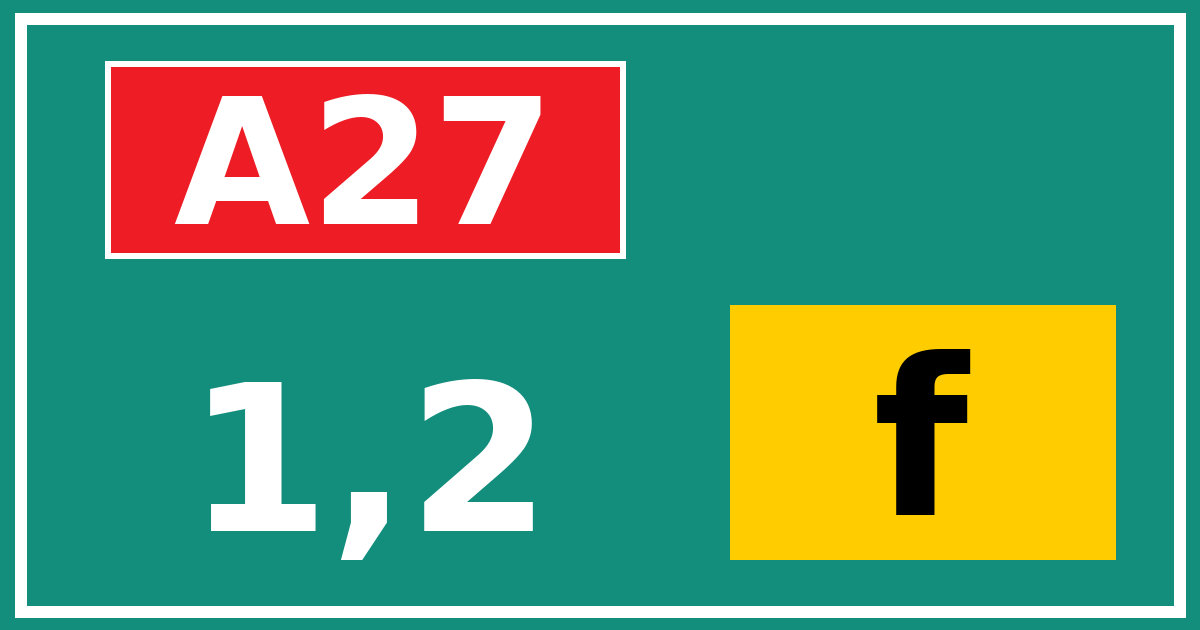 Hectometerbord A27 1,2 letter f