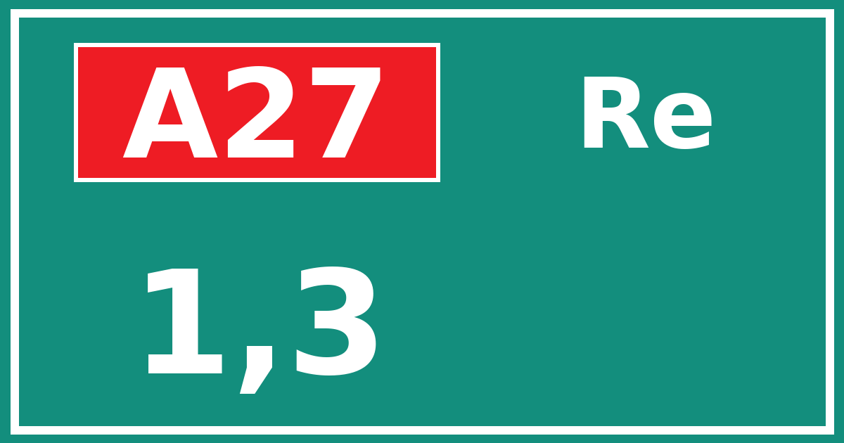 Hectometerbord A27 1,3 zijde Re