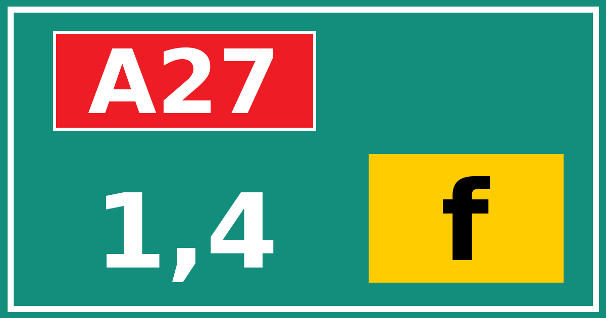 Hectometerbord A27 1,4 letter f