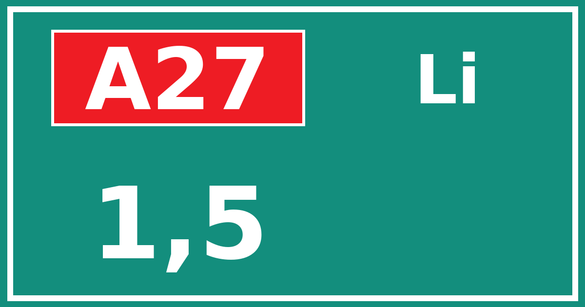 Hectometerbord A27 1,5 zijde Li