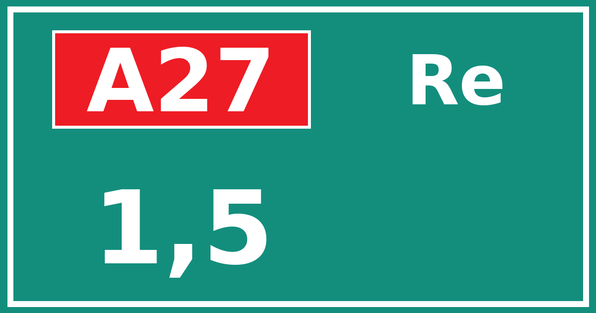 Hectometerbord A27 1,5 zijde Re