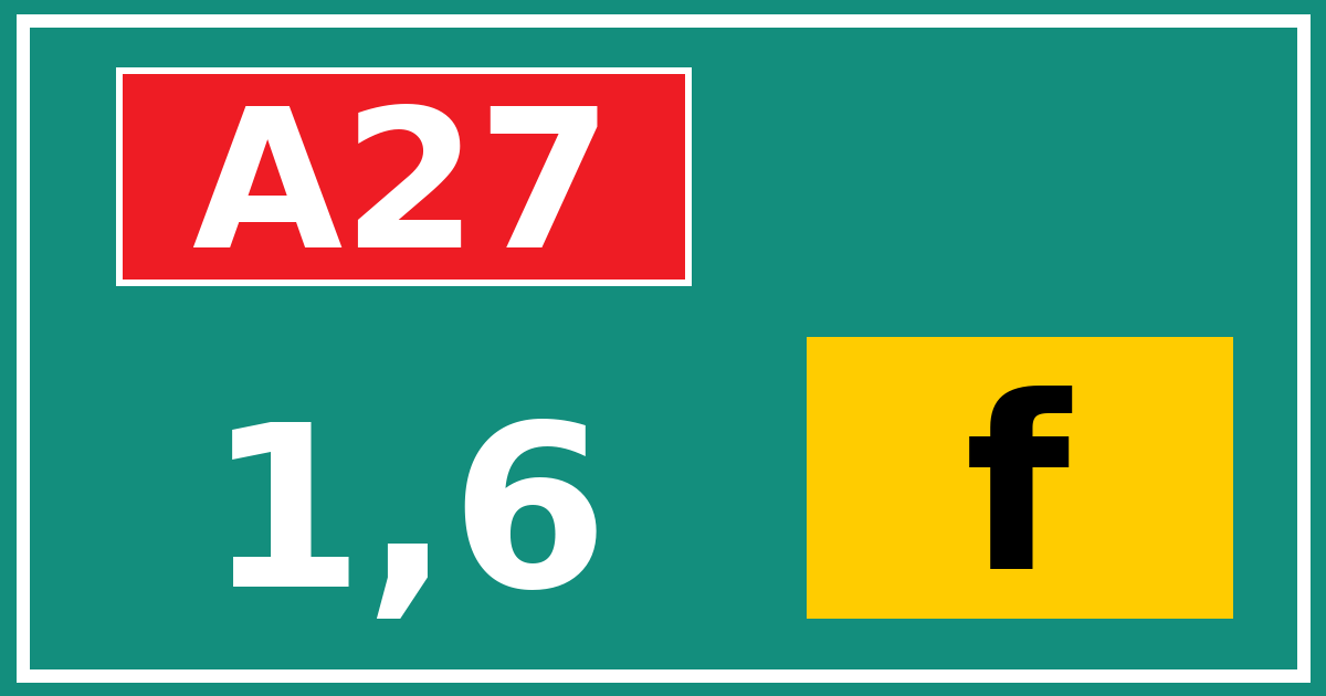 Hectometerbord A27 1,6 letter f