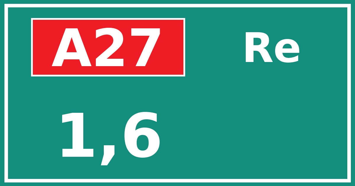 Hectometerbord A27 1,6 zijde Re