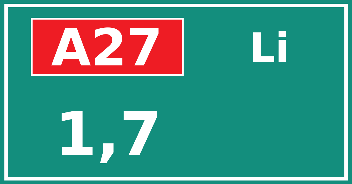 Hectometerbord A27 1,7 zijde Li