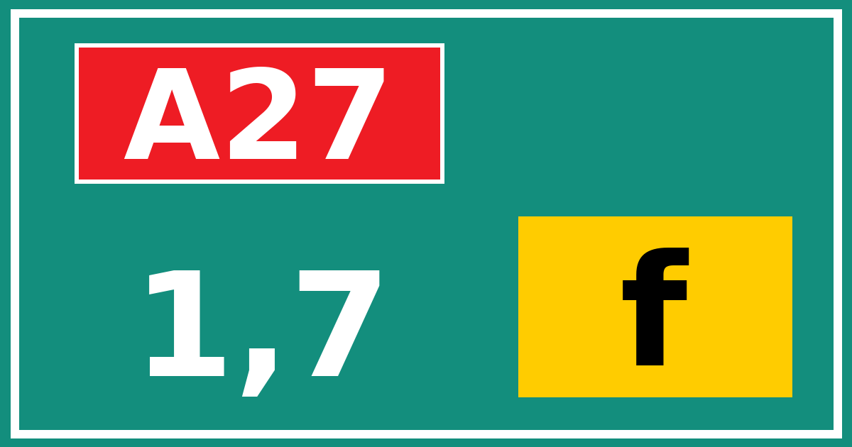 Hectometerbord A27 1,7 letter f