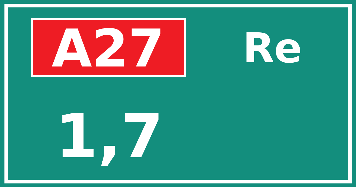Hectometerbord A27 1,7 zijde Re