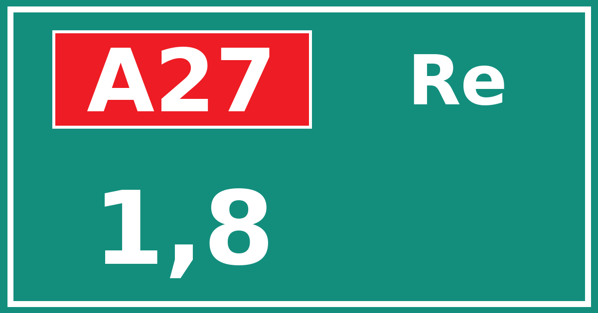 Hectometerbord A27 1,8 zijde Re