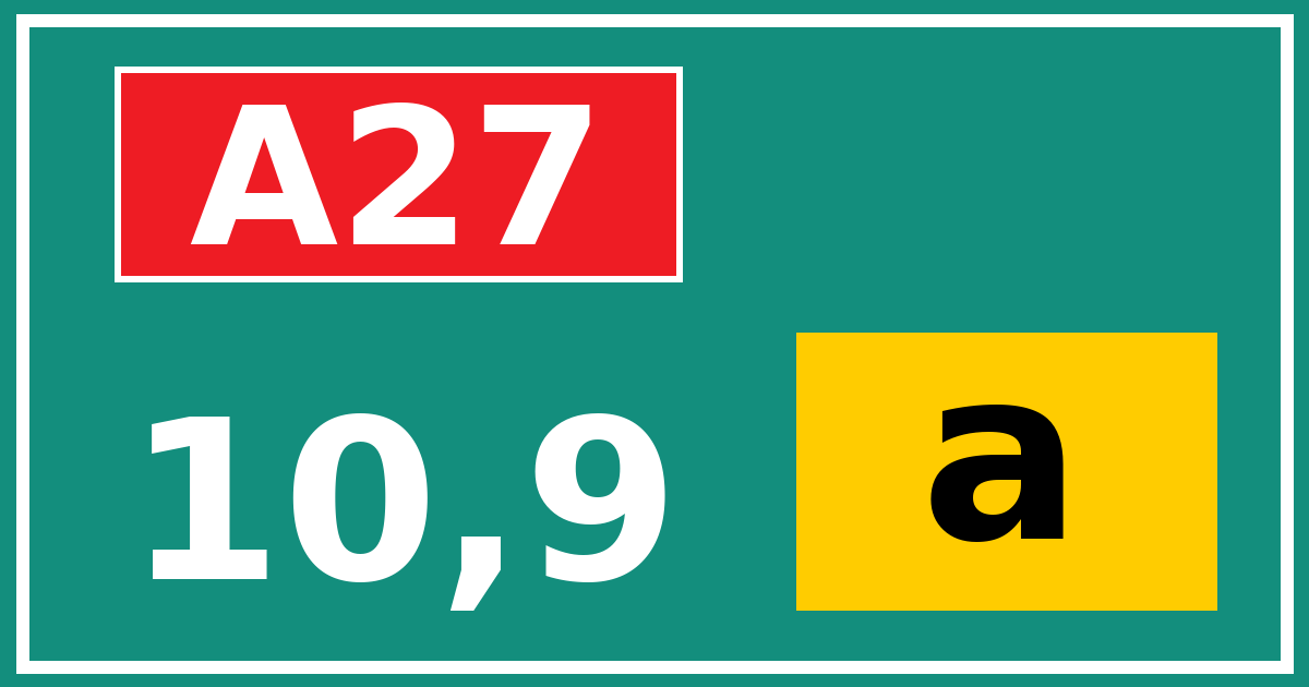 Hectometerbord A27 10,9 letter a