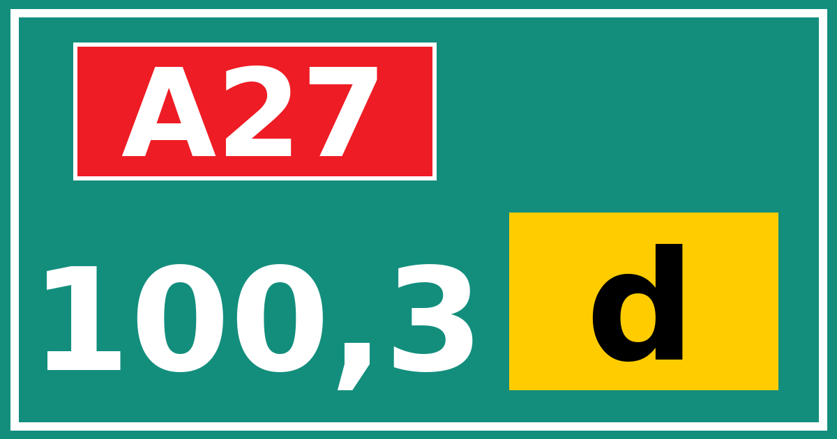 Hectometerbord A27 100,3 letter d