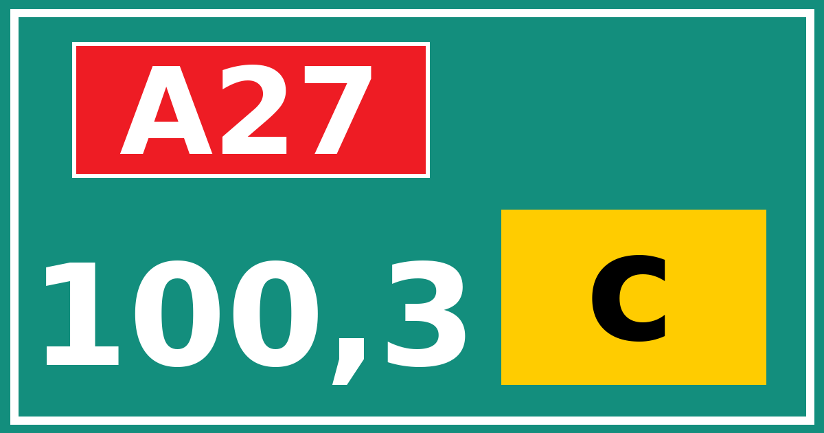 Hectometerbord A27 100,3 letter c