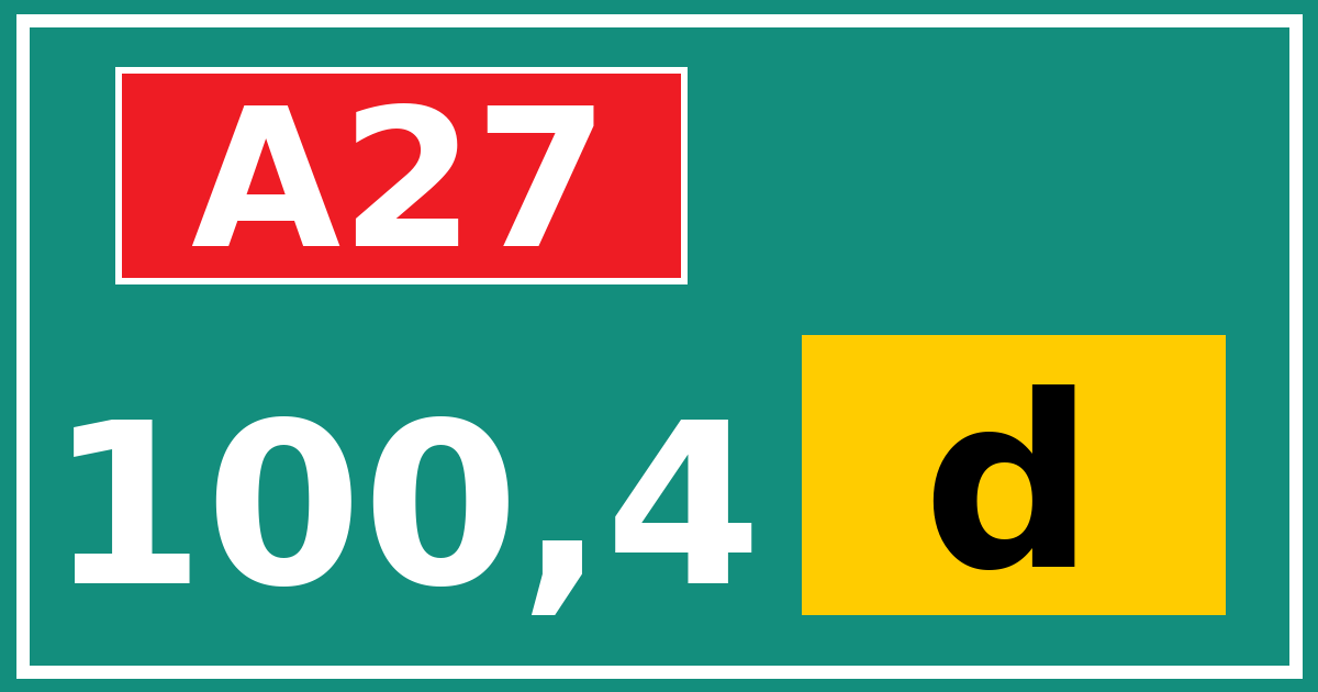 Hectometerbord A27 100,4 letter d