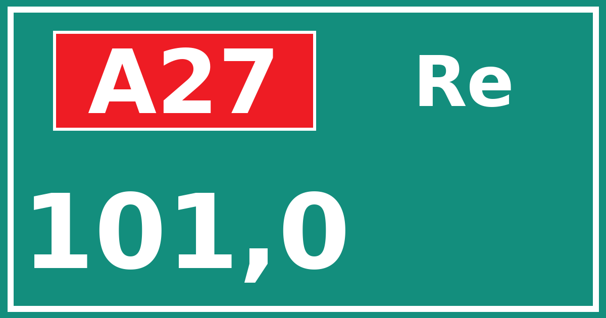 Hectometerbord A27 101,0 zijde Re