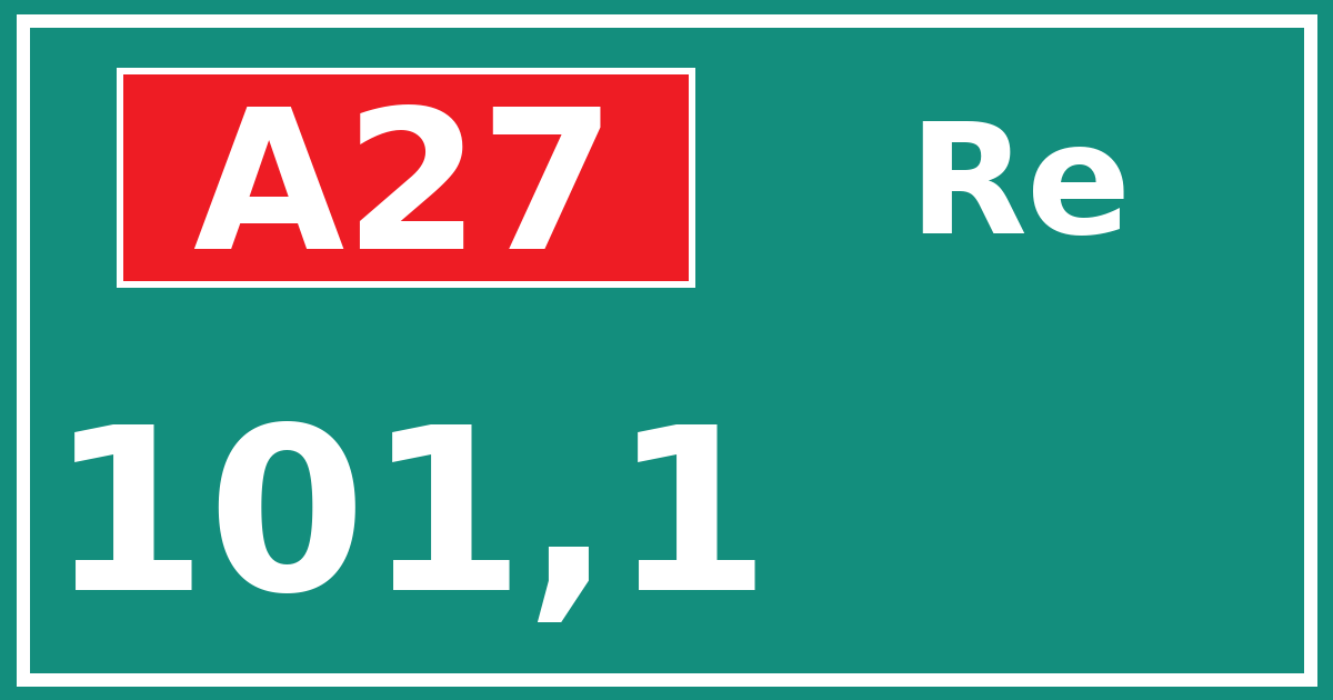Hectometerbord A27 101,1 zijde Re