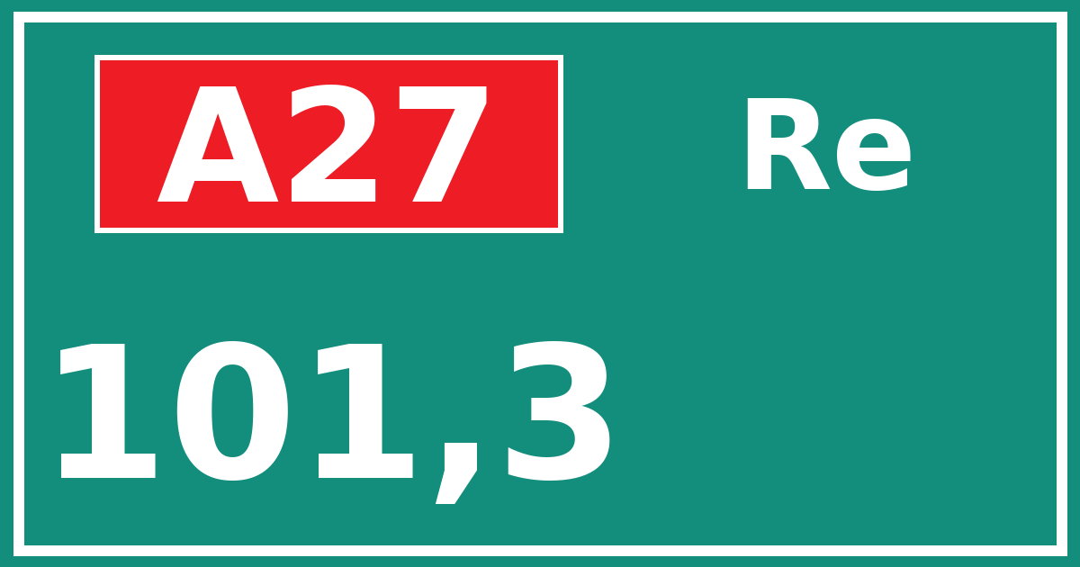 Hectometerbord A27 101,3 zijde Re