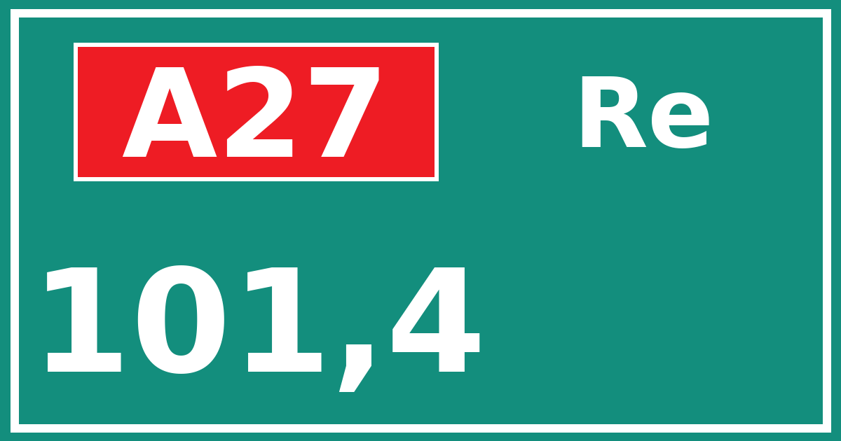 Hectometerbord A27 101,4 zijde Re