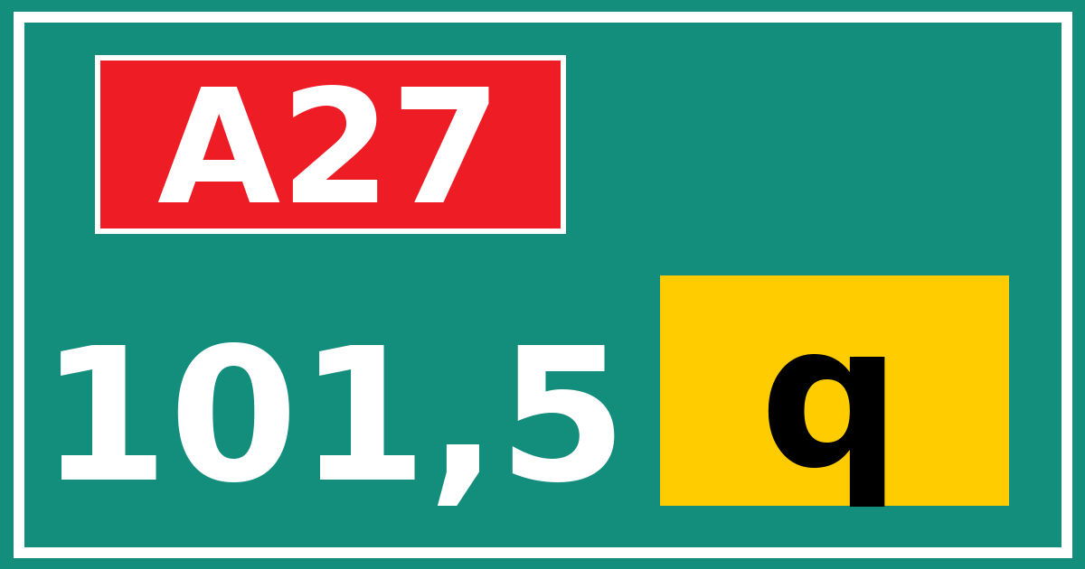 Hectometerbord A27 101,5 letter q