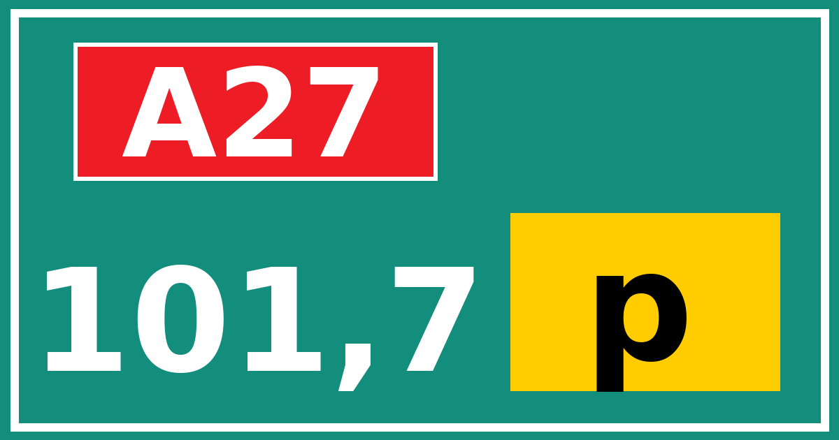 Hectometerbord A27 101,7 letter p