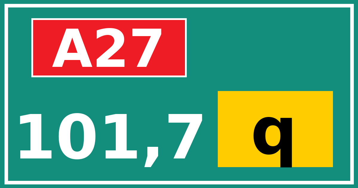 Hectometerbord A27 101,7 letter q