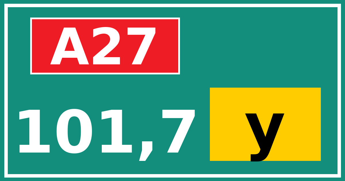 Hectometerbord A27 101,7 letter y