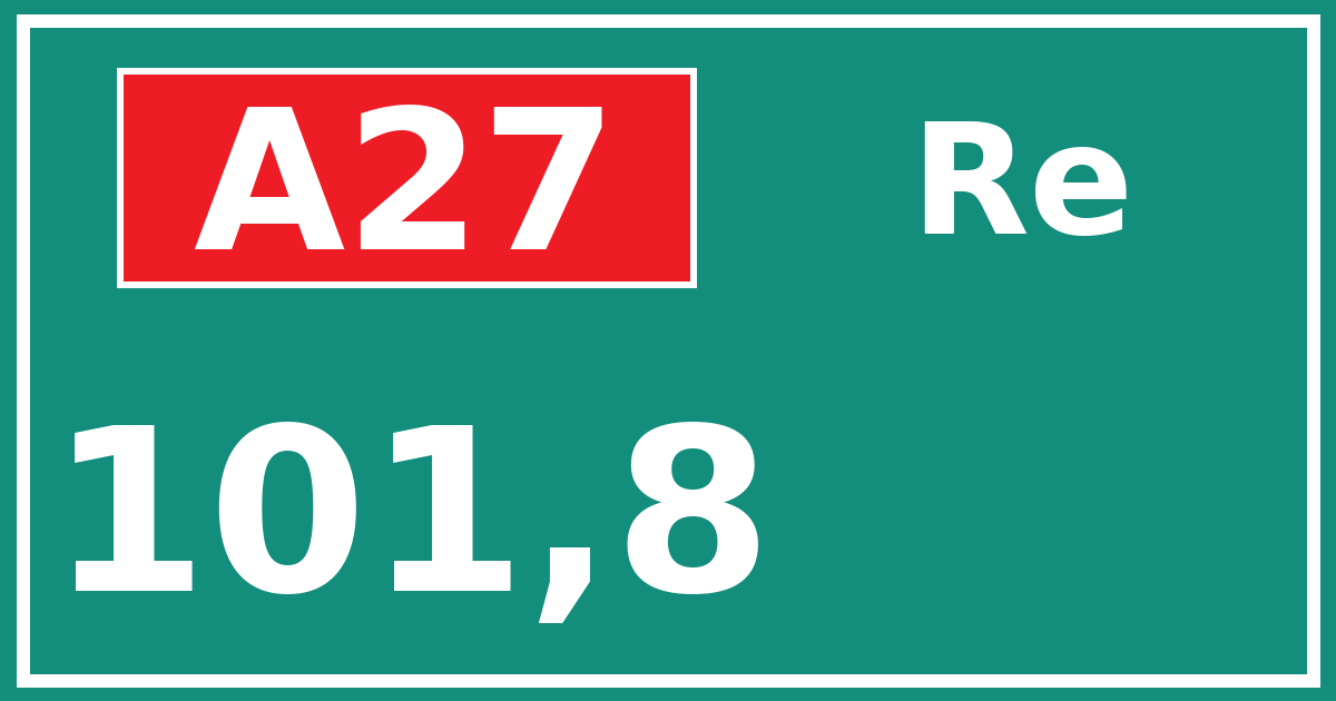 Hectometerbord A27 101,8 zijde Re