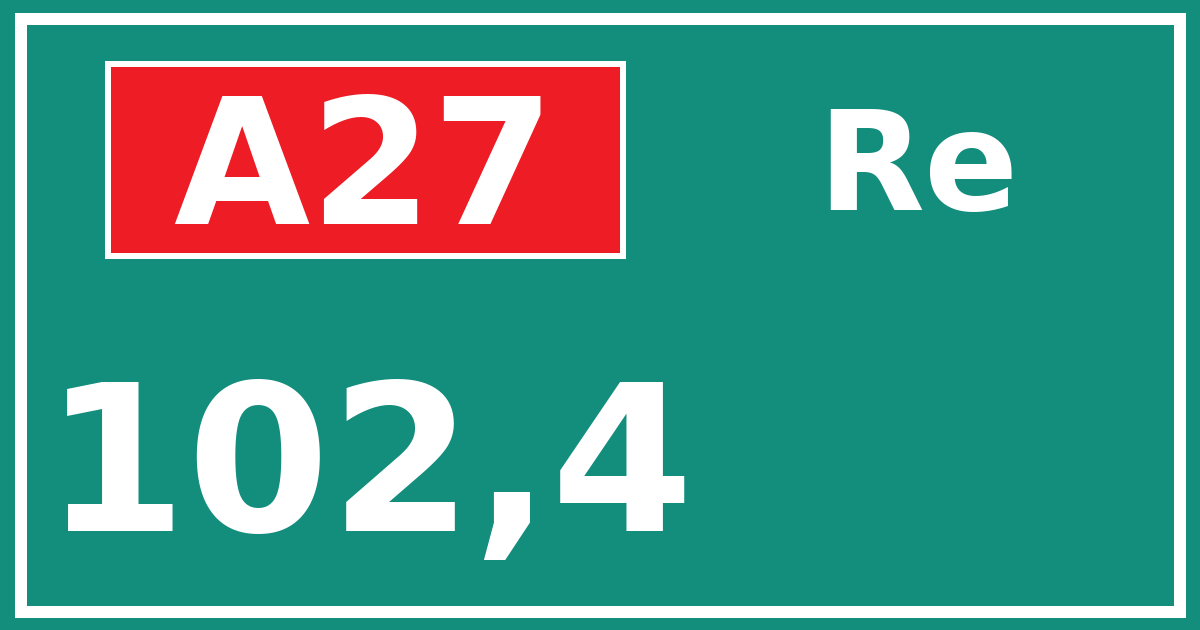Hectometerbord A27 102,4 zijde Re
