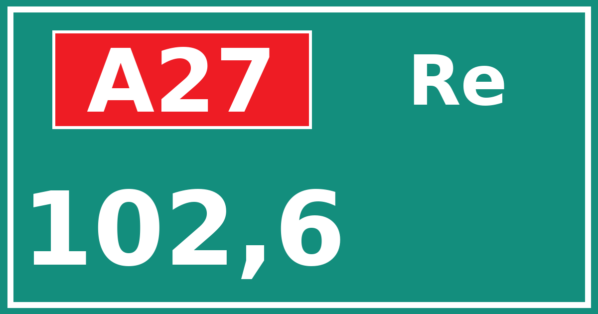 Hectometerbord A27 102,6 zijde Re