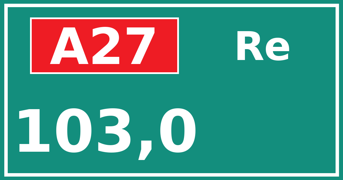Hectometerbord A27 103,0 zijde Re