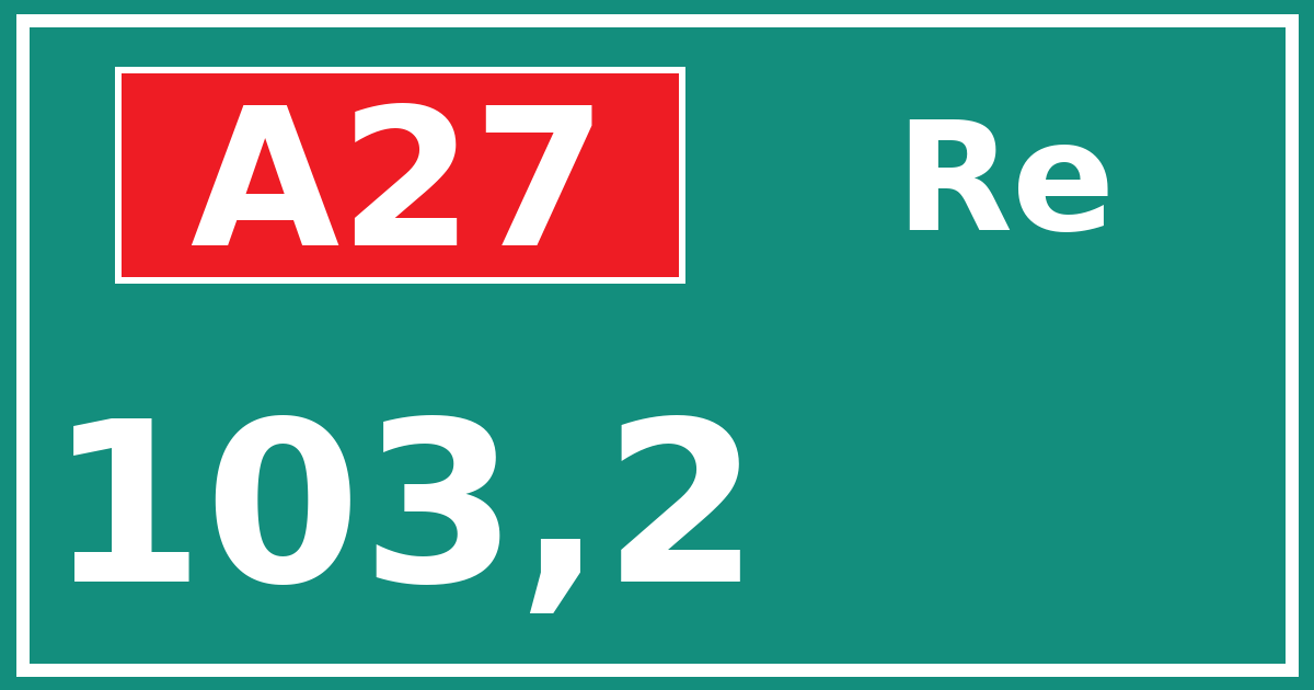 Hectometerbord A27 103,2 zijde Re