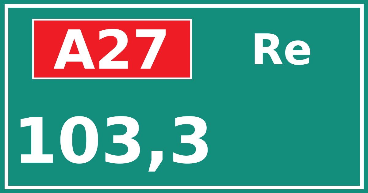 Hectometerbord A27 103,3 zijde Re