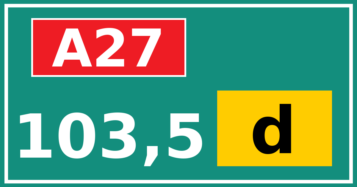 Hectometerbord A27 103,5 letter d