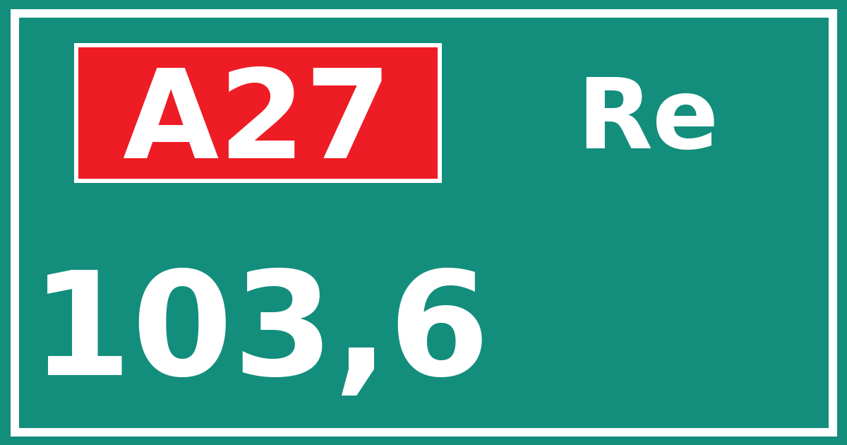 Hectometerbord A27 103,6 zijde Re