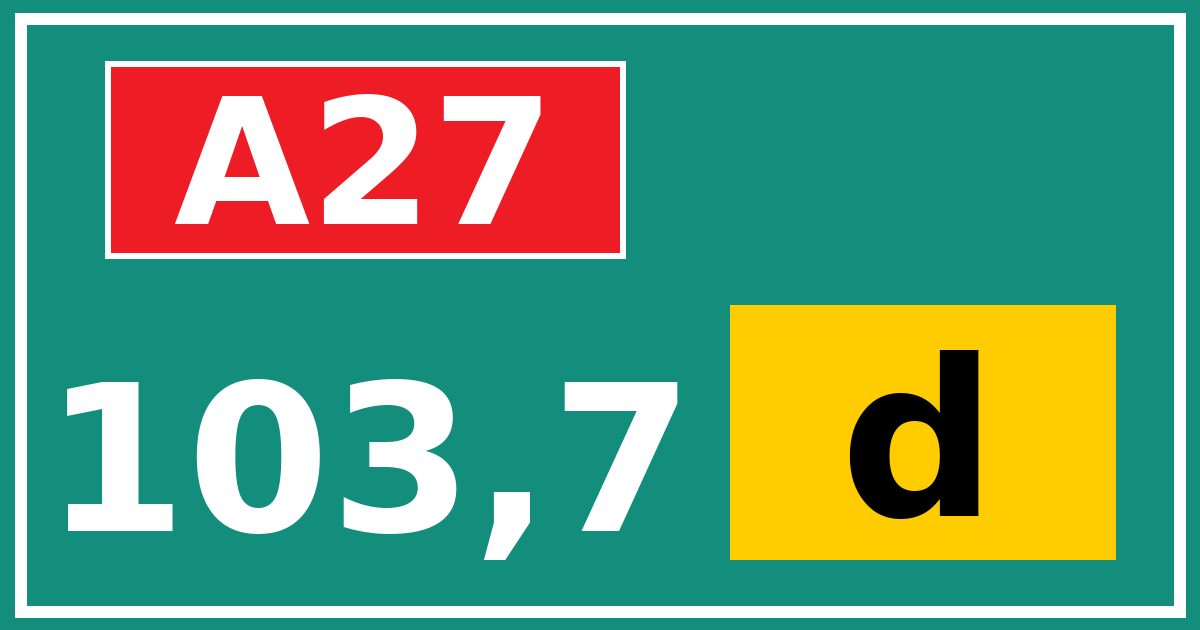 Hectometerbord A27 103,7 letter d