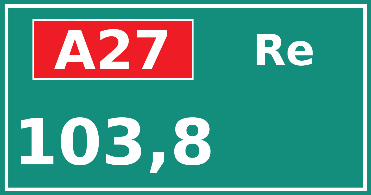Hectometerbord A27 103,8 zijde Re