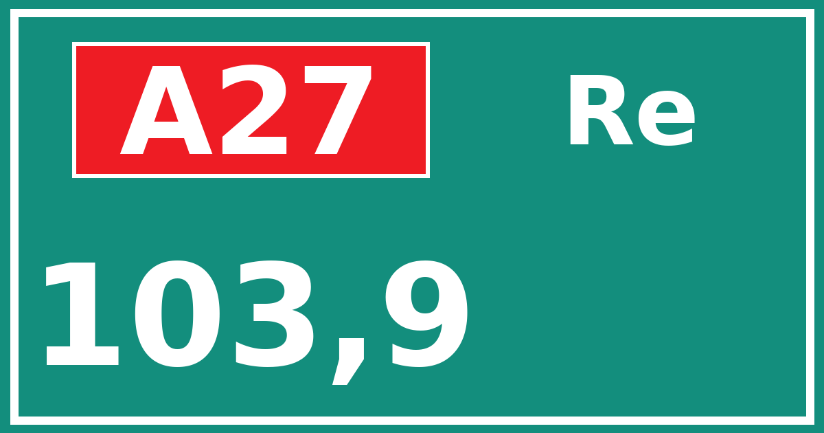 Hectometerbord A27 103,9 zijde Re