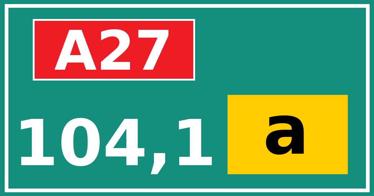 Hectometerbord A27 104,1 letter a