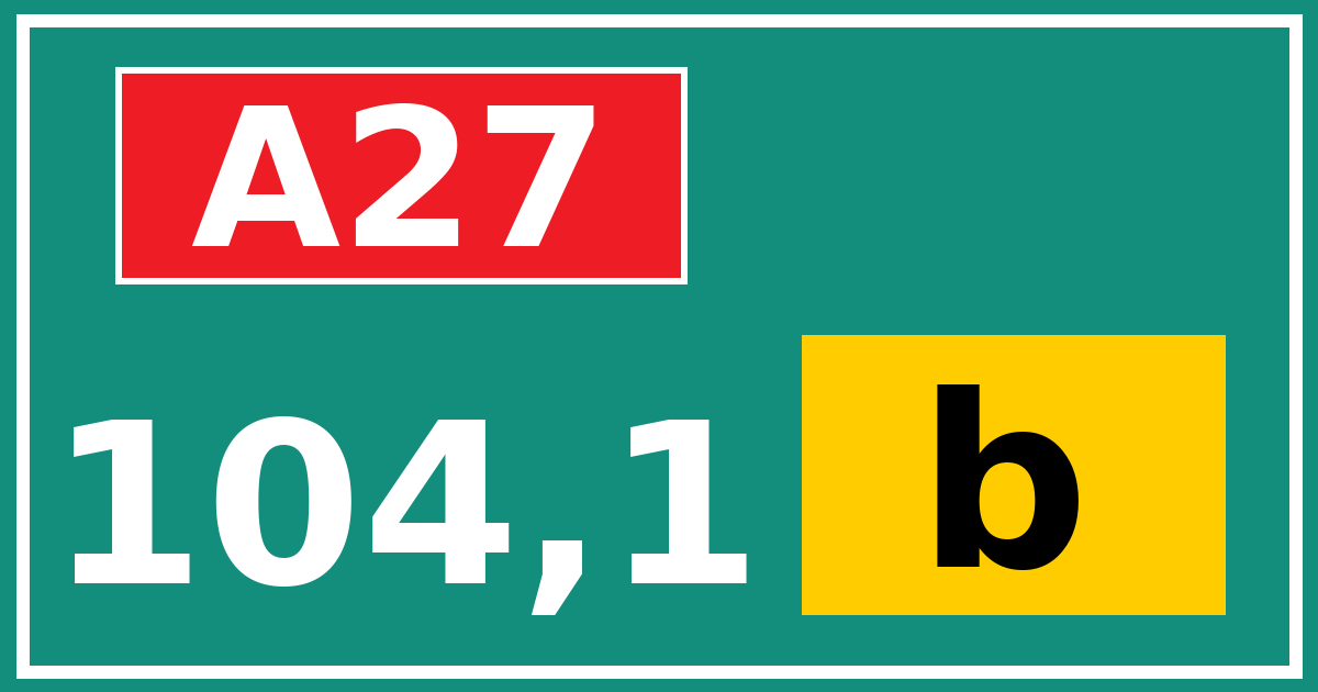 Hectometerbord A27 104,1 letter b