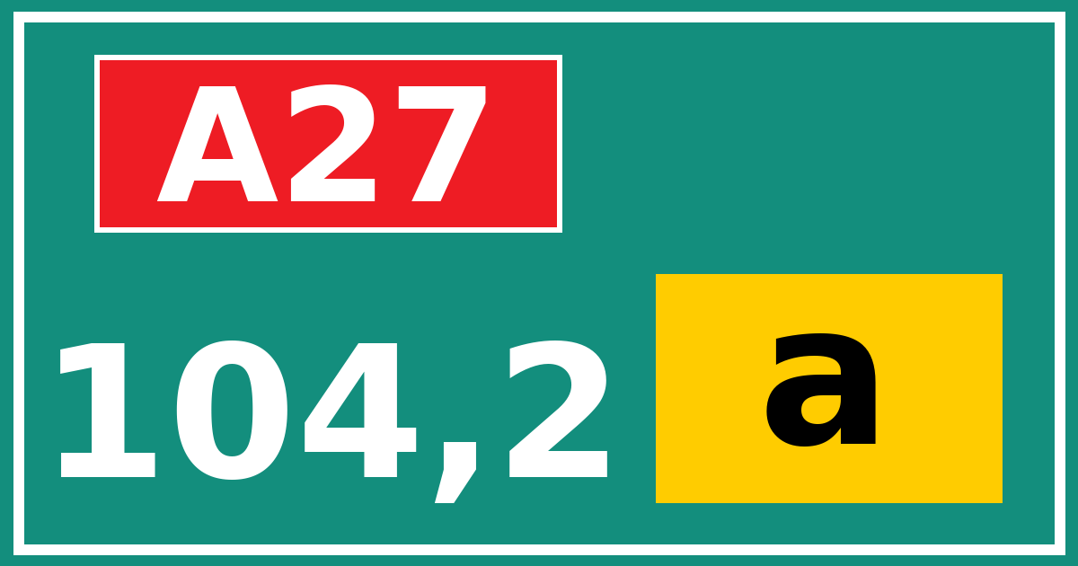 Hectometerbord A27 104,2 letter a