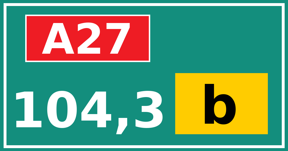 Hectometerbord A27 104,3 letter b