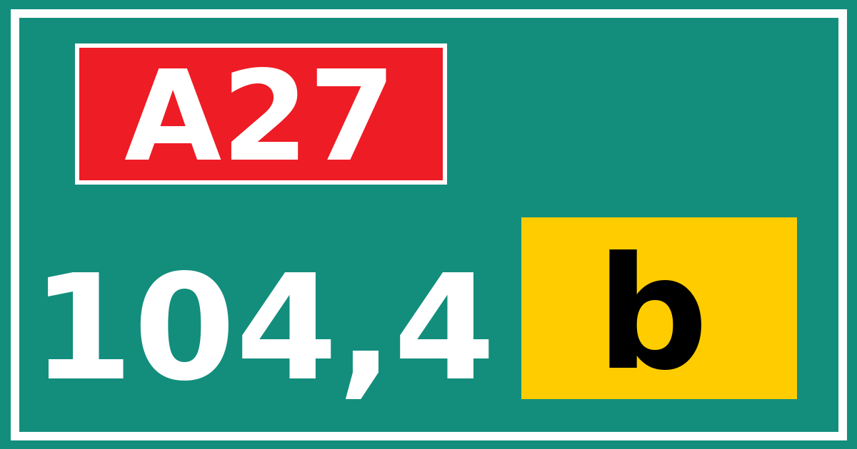 Hectometerbord A27 104,4 letter b