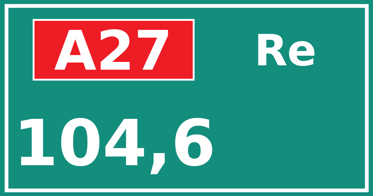 Hectometerbord A27 104,6 zijde Re